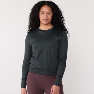 Vuori Women's Black Heather Long Sleeved Daydream Crew Top - Size XL